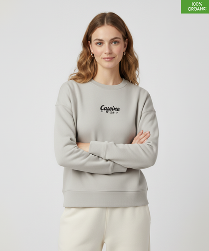 "Cafeine Club" The women's crew neck sweatshirt | Heather Haze | Medium fit | 300gsm