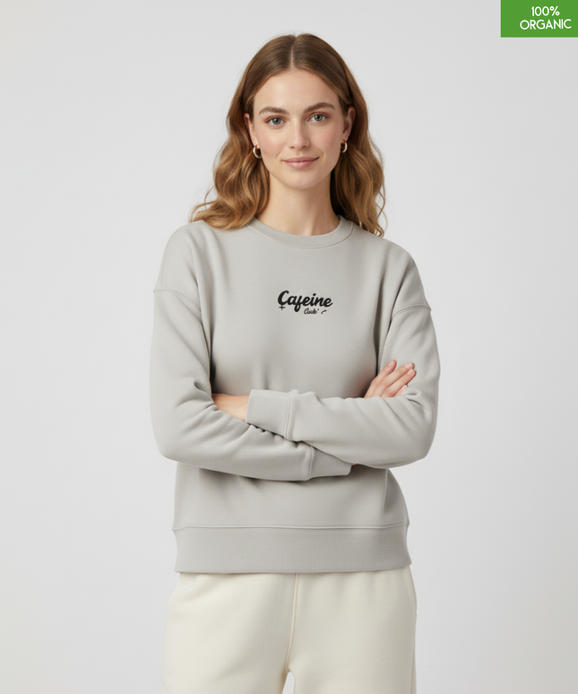 "Cafeine Club" The women's crew neck sweatshirt | Heather Haze | Medium fit | 300gsm