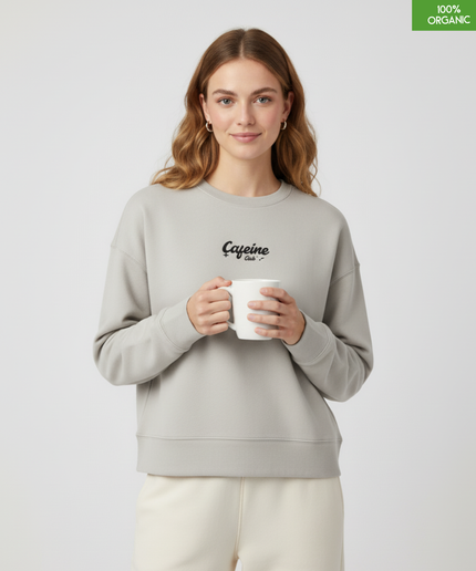 "Cafeine Club" The women's crew neck sweatshirt | Heather Haze | Medium fit | 300gsm