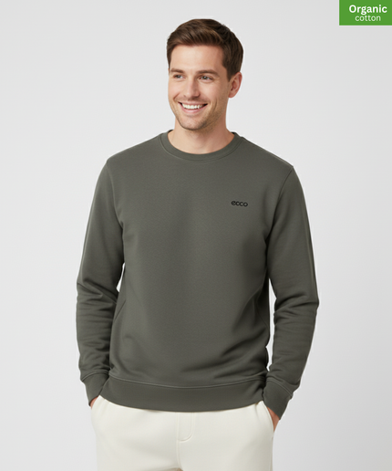 Organic Cotton crewneck sweatshirt | Khaki |  Medium Fit.