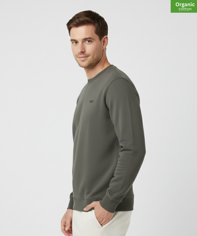 Organic Cotton crewneck sweatshirt | Khaki |  Medium Fit.