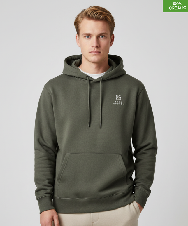 Organic Cotton Hoodie | Khaki | Relaxed Medium Fit.