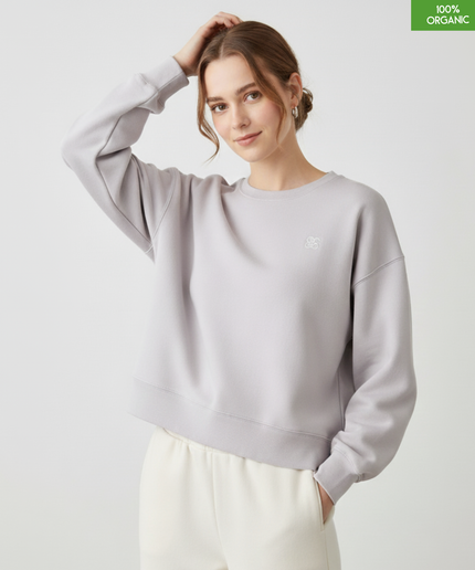 The women's crew neck sweatshirt | Cool Heather Grey | Medium fit | 300gsm