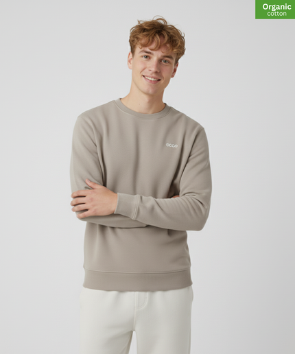 Organic Cotton crewneck sweatshirt | Desert Dust |  Medium Fit.