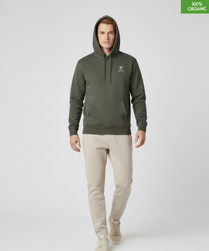 Organic Cotton Hoodie | Khaki | Relaxed Medium Fit.