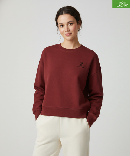The women's crew neck sweatshirt | Burgundy | Medium fit | 300gsm