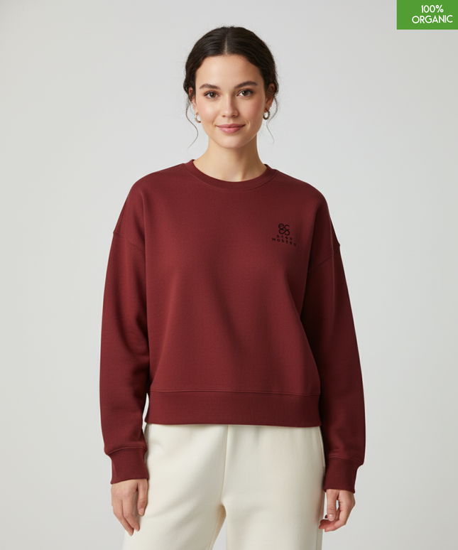 The women's crew neck sweatshirt | Burgundy | Medium fit | 300gsm