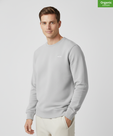 Organic Cotton crewneck sweatshirt | Heather Grey | Relaxed Medium Fit.
