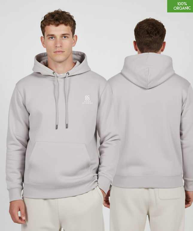 Organic Cotton Hoodie | Cool Heather Grey | Relaxed Medium Fit.