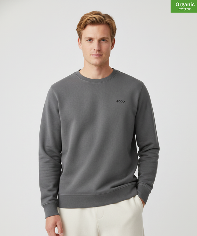 Organic Cotton crewneck sweatshirt | Anthracite |  Medium Fit.