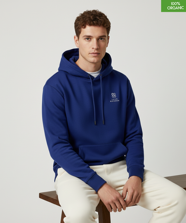 Organic Cotton Hoodie | Worker Blue | Relaxed Medium Fit.