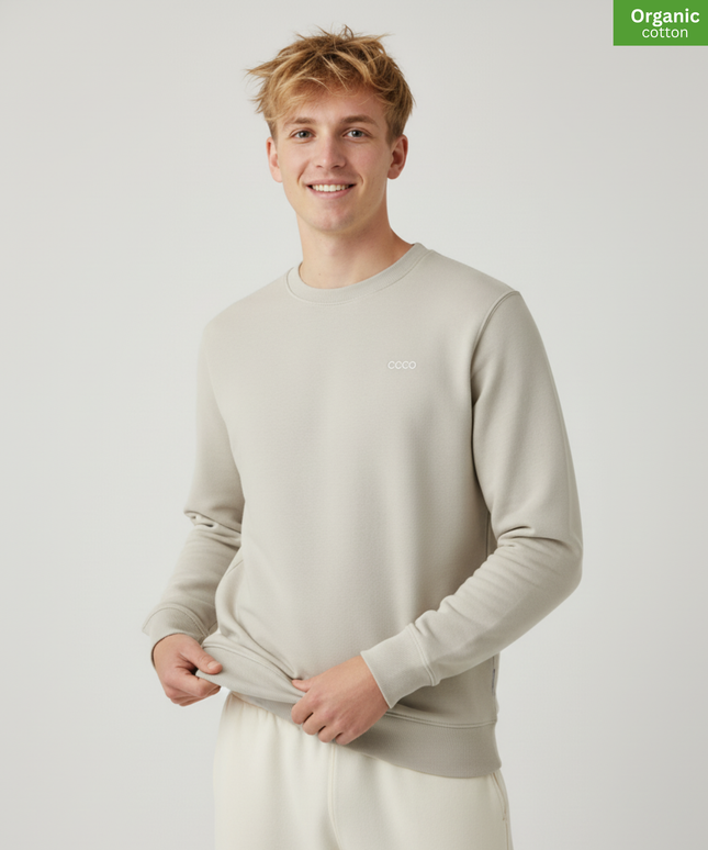Organic Cotton crewneck sweatshirt | Natural Raw | Relaxed Medium Fit.