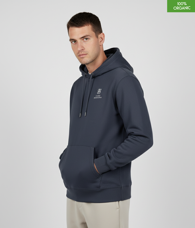 Organic Cotton Hoodie | India Ink Grey | Relaxed Medium Fit.