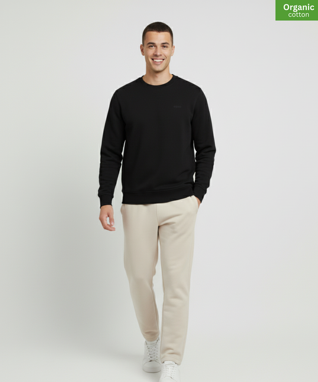 Organic Cotton crewneck sweatshirt | Black |  Medium Fit.