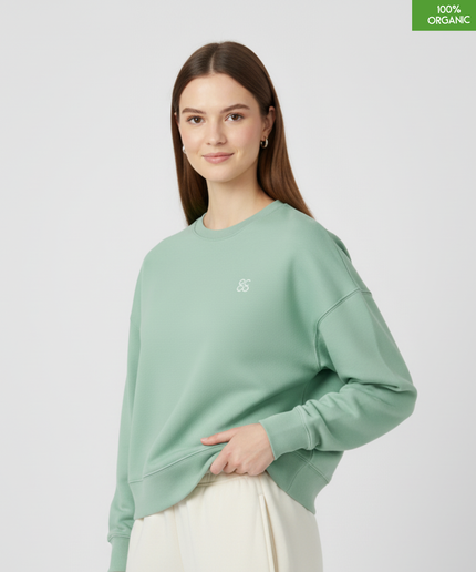 The women's crew neck sweatshirt | Misty Jade | Medium fit | 300gsm