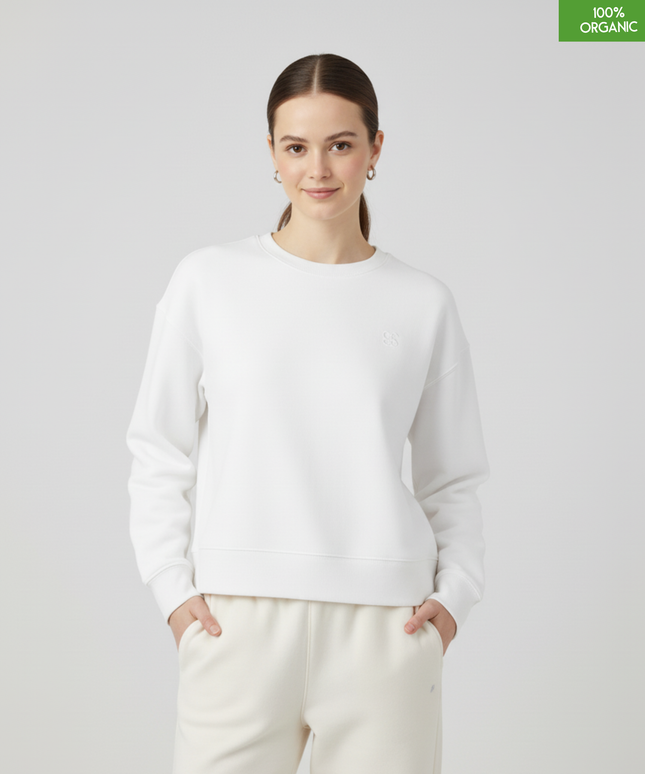 The women's crew neck sweatshirt | White | Medium fit | 300gsm
