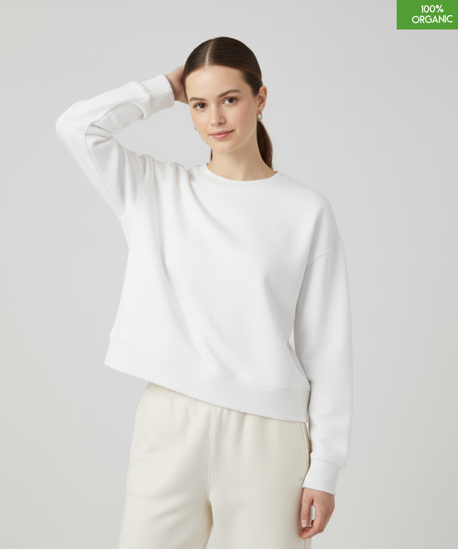 The women's crew neck sweatshirt | White | Medium fit | 300gsm