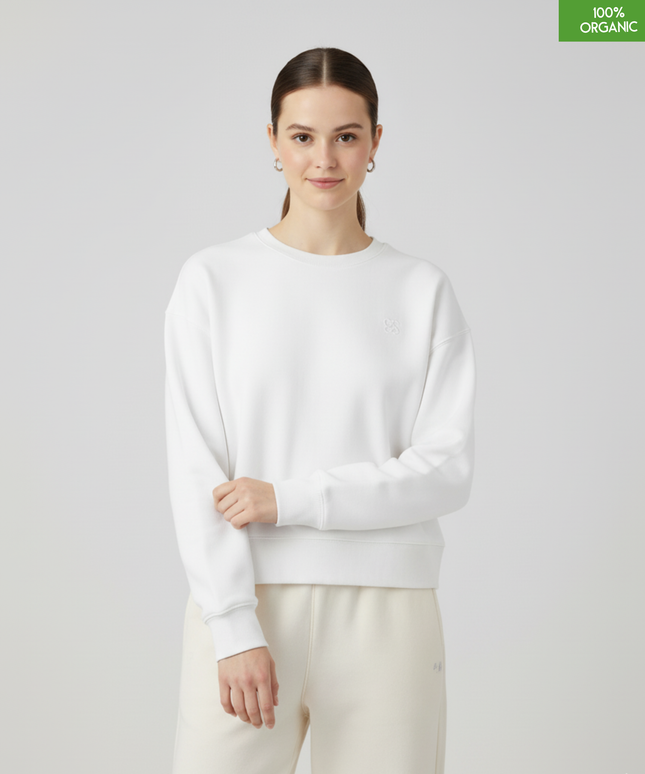 The women's crew neck sweatshirt | White | Medium fit | 300gsm