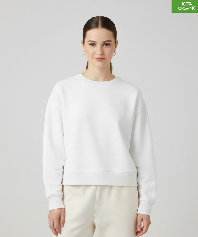 The women's crew neck sweatshirt | White | Medium fit | 300gsm