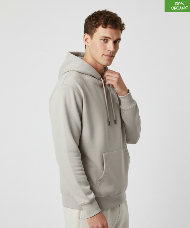 Organic Cotton Hoodie | Heather Haze | Relaxed Medium Fit.
