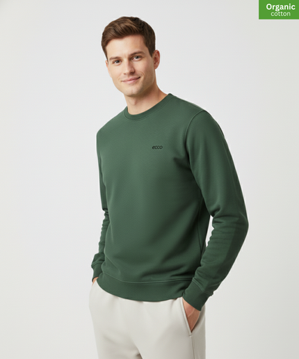 Organic Cotton crewneck sweatshirt | Bottle Green |  Medium Fit.