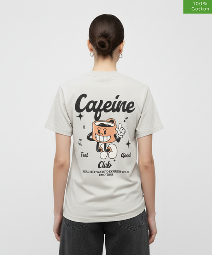 "Caffeine Club" Boxy Oversized Fit T-Shirt, Cotton, Heavyweight.