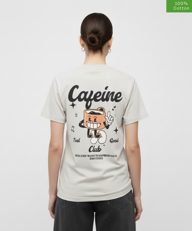 "Caffeine Club" Boxy Oversized Fit T-Shirt, Cotton, Heavyweight.