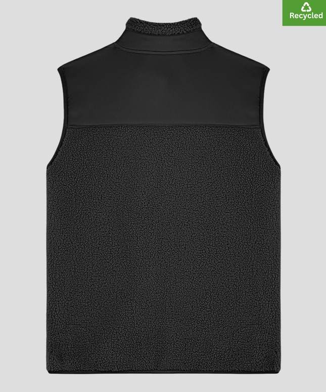 The sleeveless sherpa jacket, Medium Fit, Black Colour, 450gsm.