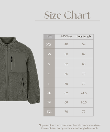 The sherpa jacket, Medium fit, Khaki colour, 450gsm.