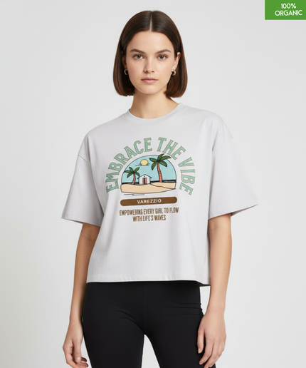 "EMBRACE THE VIBE"  Cropped T-Shirt | Relaxed fit | Organic cotton and premium construction.