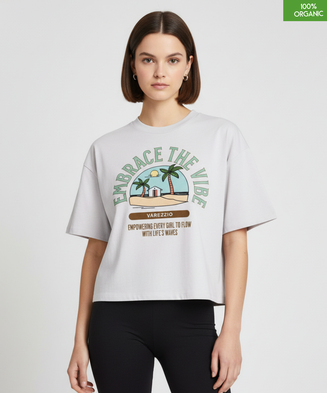 "EMBRACE THE VIBE"  Cropped T-Shirt | Relaxed fit | Organic cotton and premium construction.