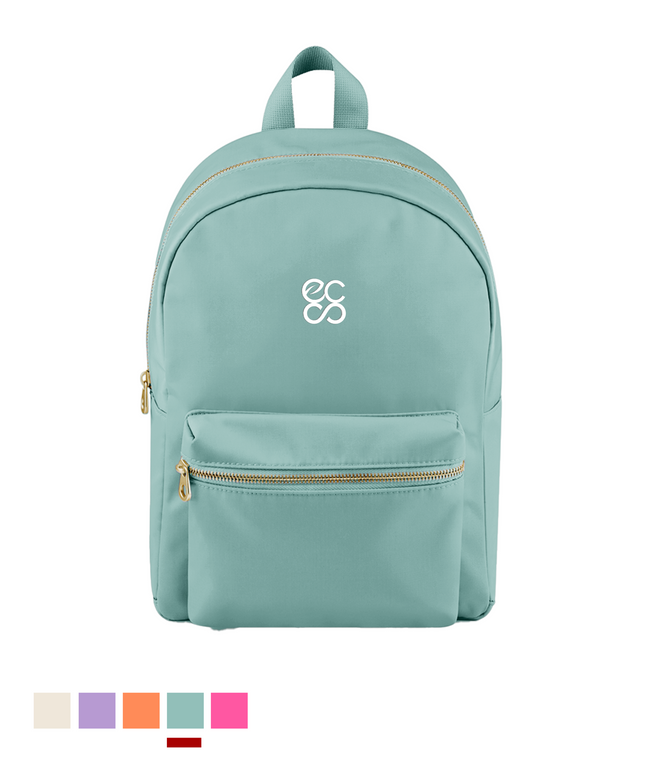 Mini backpack. Its smooth, water-resistant exterior.
