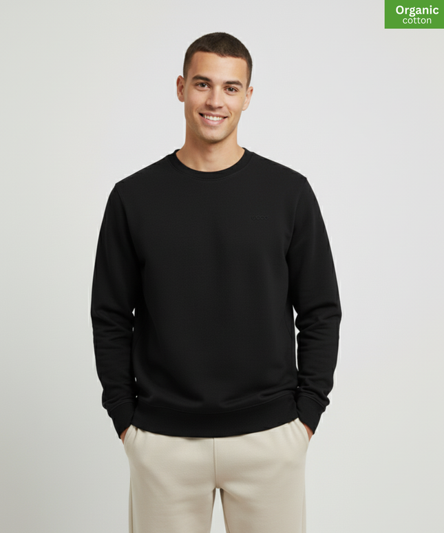 Organic Cotton crewneck sweatshirt | Black |  Medium Fit.