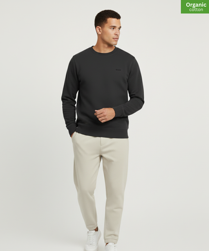 Organic Cotton crewneck sweatshirt | Dark Heather Grey |  Medium Fit.