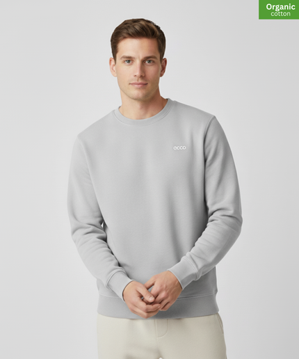 Organic Cotton crewneck sweatshirt | Heather Grey | Relaxed Medium Fit.