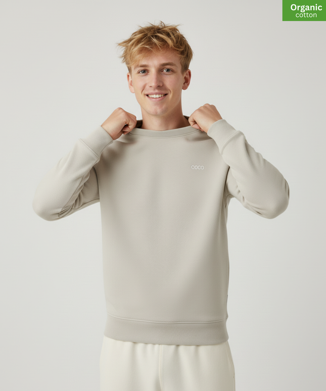 Organic Cotton crewneck sweatshirt | Natural Raw | Relaxed Medium Fit.