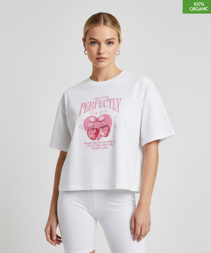 "Perfectly"  Cute Cropped T-Shirt | Relaxed fit | Organic cotton and premium construction.