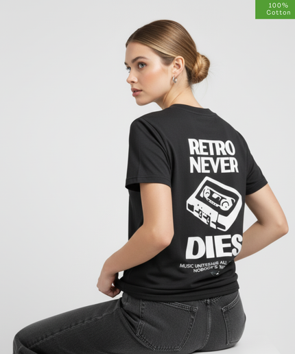 "Retro Never Dies"  Retro Lover, Oversized Fit T-Shirt, Cotton, Heavyweight.
