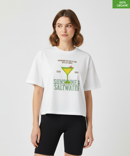 "SUNSIHEN & SALTWATER"  Cropped T-Shirt | Relaxed fit | Organic cotton and premium construction.