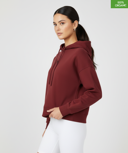 Organic cotton Hoodie sweatshirt | Colour: Burgundy | Medium fit