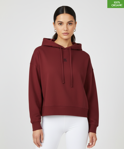 Organic cotton Hoodie sweatshirt | Colour: Burgundy | Medium fit