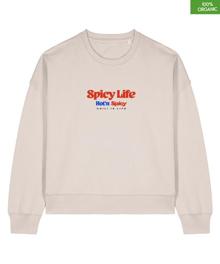"Spicy Life Hot and Spicy"  The women's crew neck sweatshirt | Eco-Heather | Medium fit | 300gsm