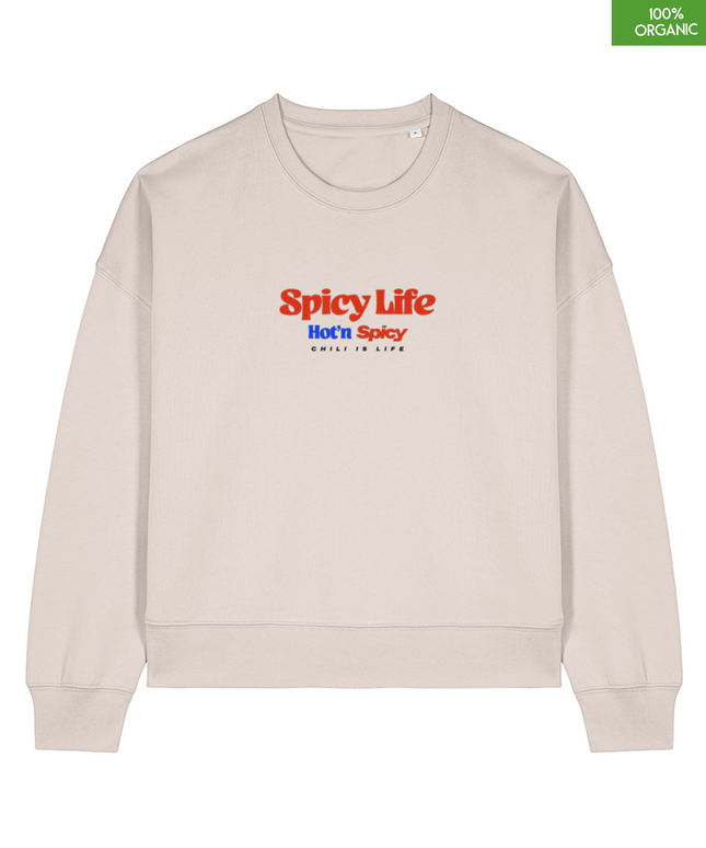 "Spicy Life Hot and Spicy"  The women's crew neck sweatshirt | Eco-Heather | Medium fit | 300gsm