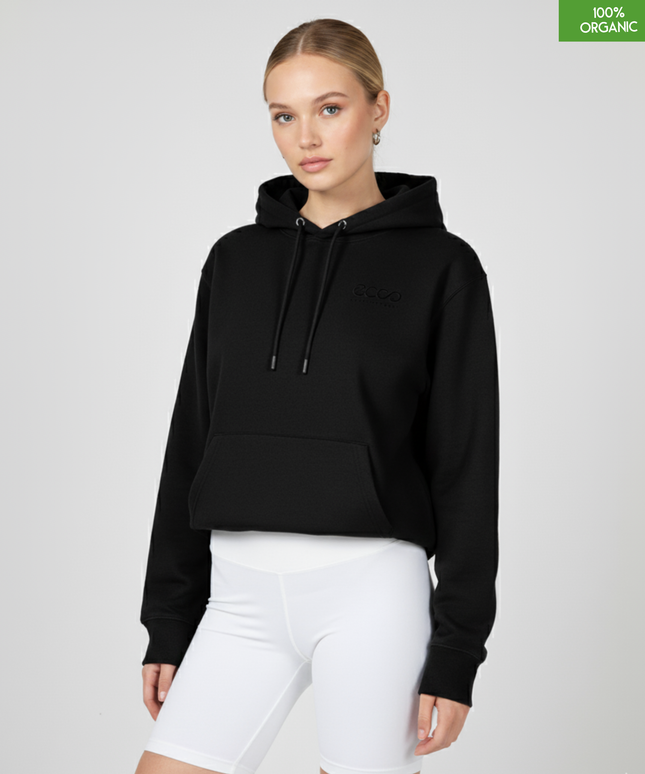 Organic Cotton Hoodie | Black | Relaxed Medium Fit.
