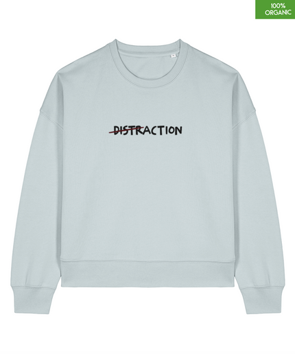 "DISTRACTION". The women's crew neck sweatshirt | Blue Ice | Medium fit | 300gsm
