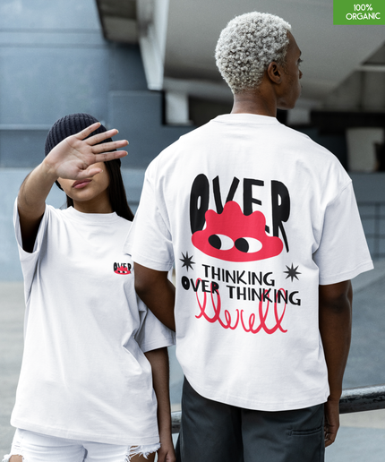 “Overthinking” Oversized Graphic T-Shirt — Playful Mental Health Design