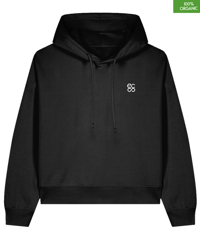 Organic cotton Hoodie sweatshirt | Colour Black | Medium fit .