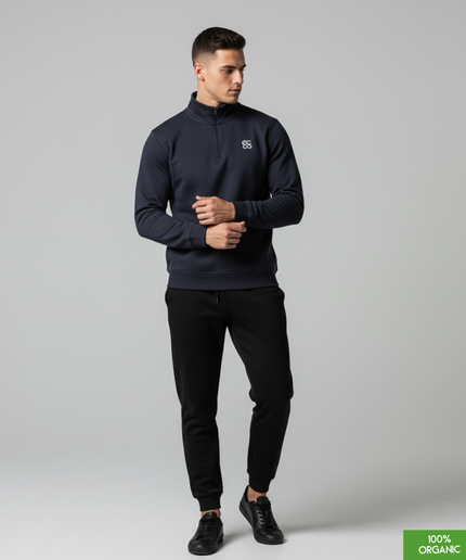 The quarter zip sweatshirt | French Navy | Medium Fit | 280gsm