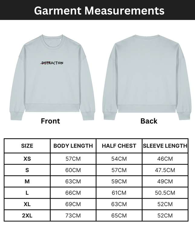 "DISTRACTION". The women's crew neck sweatshirt | Blue Ice | Medium fit | 300gsm
