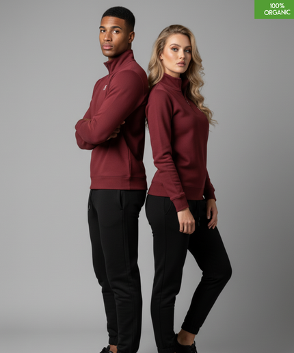 The quarter zip sweatshirt | Burgundy | Medium Fit | 280gsm